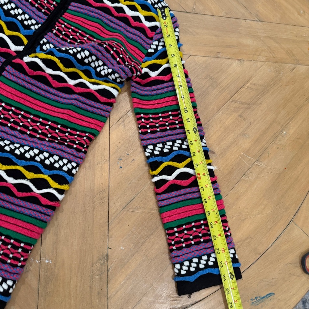 Sioni Coogi Style Textured 3D Colorful Striped Long Cardigan - Picture 6 of 8